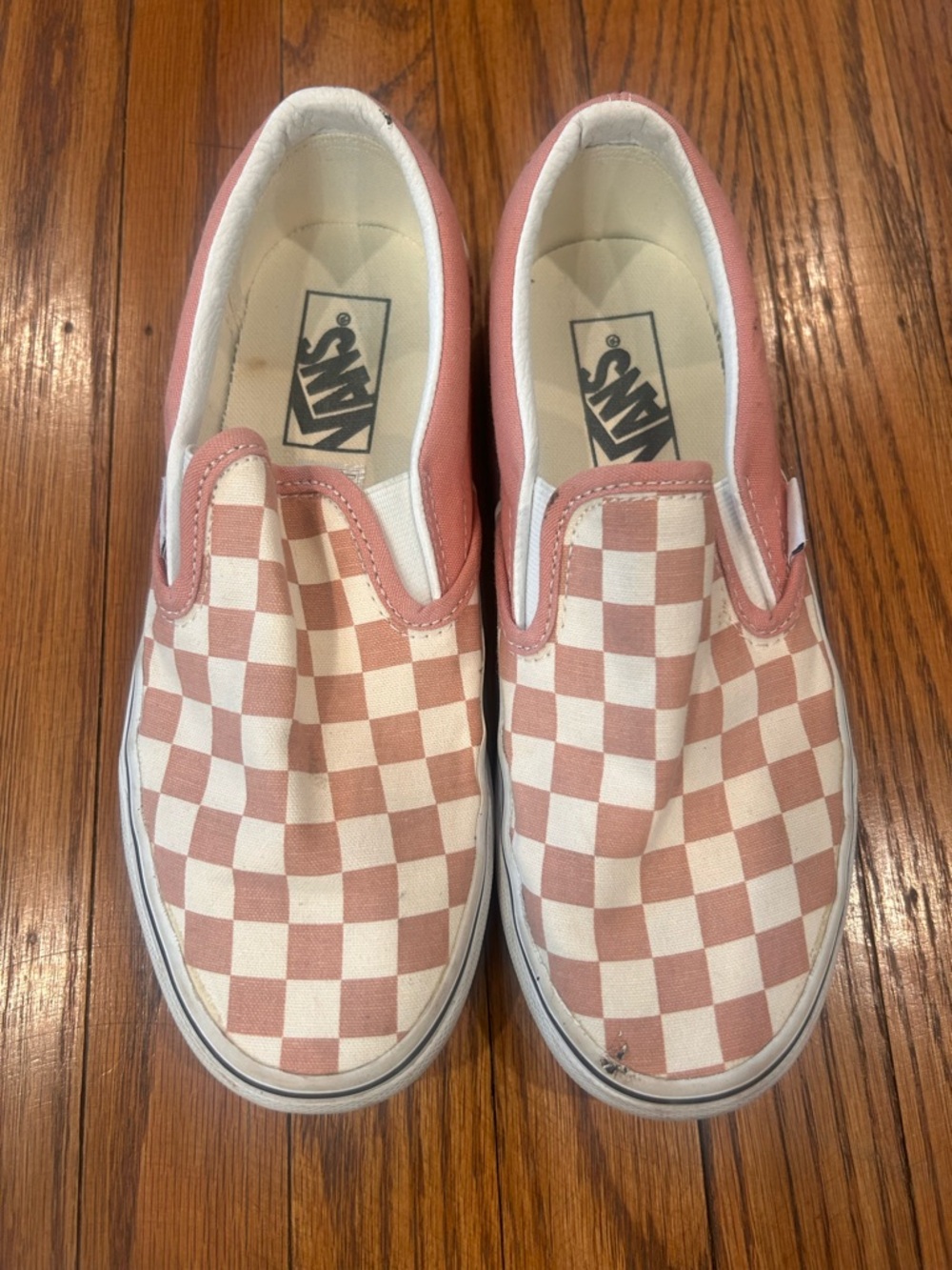 Vans Pink & White Checkerboard Slip-On Sneakers - Picture 2 of 6